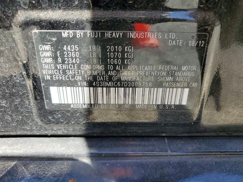 Aukcja sprzedaży 2013 Subaru Legacy, vin: 4S3BMBC67D3009758, numer aukcji: 58134086