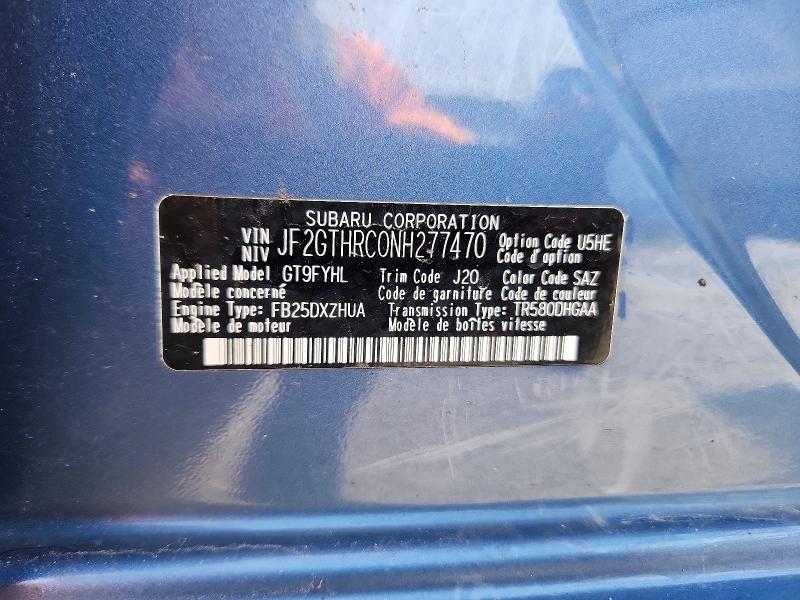 Aukcja sprzedaży 2022 Subaru Crosstrek, vin: JF2GTHRC0NH277470, numer aukcji: 58234546