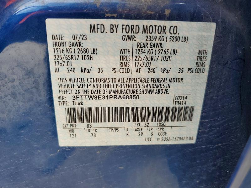 58958316 :رقم المزاد ، 3FTTW8E31PRA68850 vin ، 2023 Ford Maverick مزاد بيع