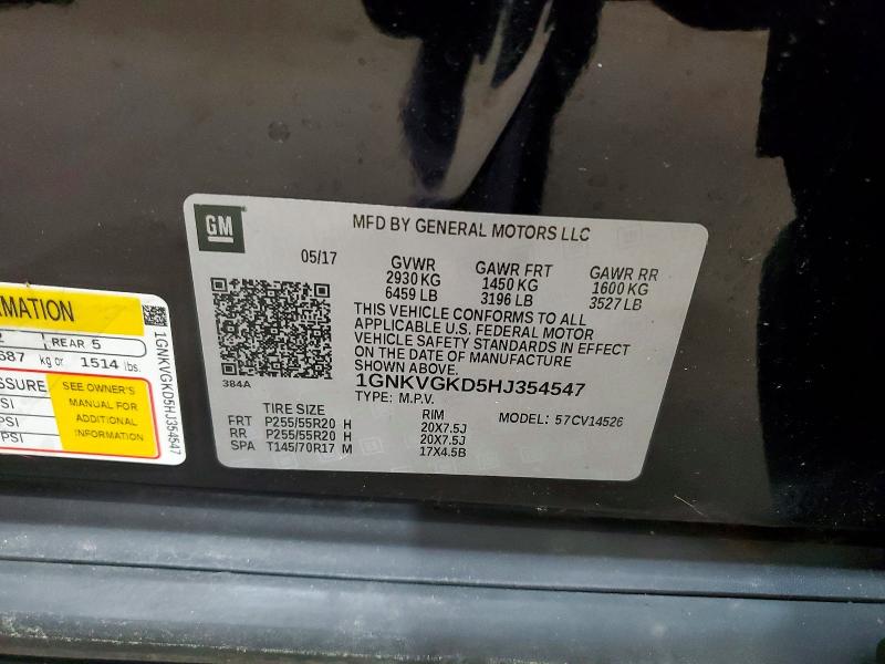 Продаж на аукціоні авто 2017 Chevrolet Traverse, vin: 1GNKVGKD5HJ354547, номер лоту: 58329206