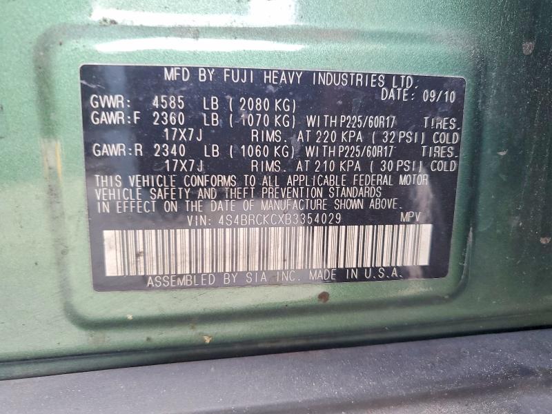 Aukcja sprzedaży 2011 Subaru Outback, vin: 4S4BRCKCXB3354029, numer aukcji: 55791076