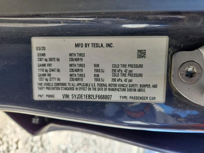 Продажа на аукционе авто 2020 Tesla Model 3, vin: 5YJ3E1EB2LF668807, номер лота: 57263826
