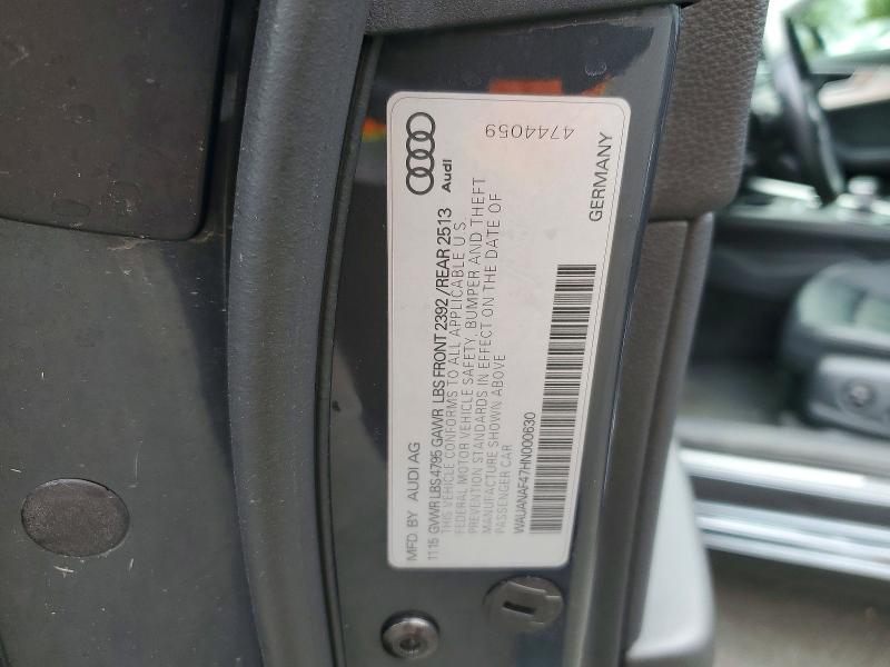 Aukcja sprzedaży 2017 Audi A4, vin: WAUANAF47HN000630, numer aukcji: 59190546