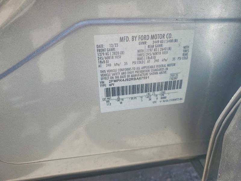 2024 Ford Edge მანქანა იყიდება აუქციონზე, vin: 2FMPK4J92RBA67591, აუქციონის ნომერი: 56852736