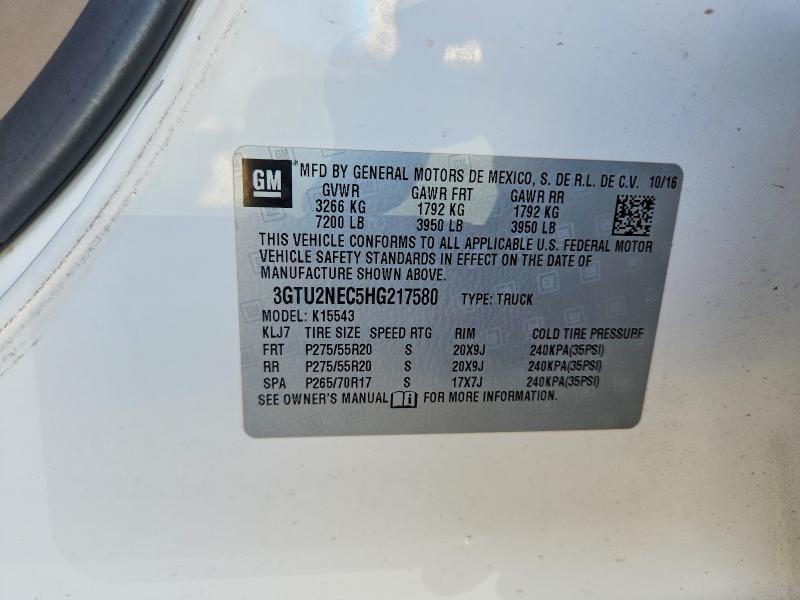 Aukcja sprzedaży 2017 Gmc Sierra, vin: 3GTU2NEC5HG217580, numer aukcji: 55927756