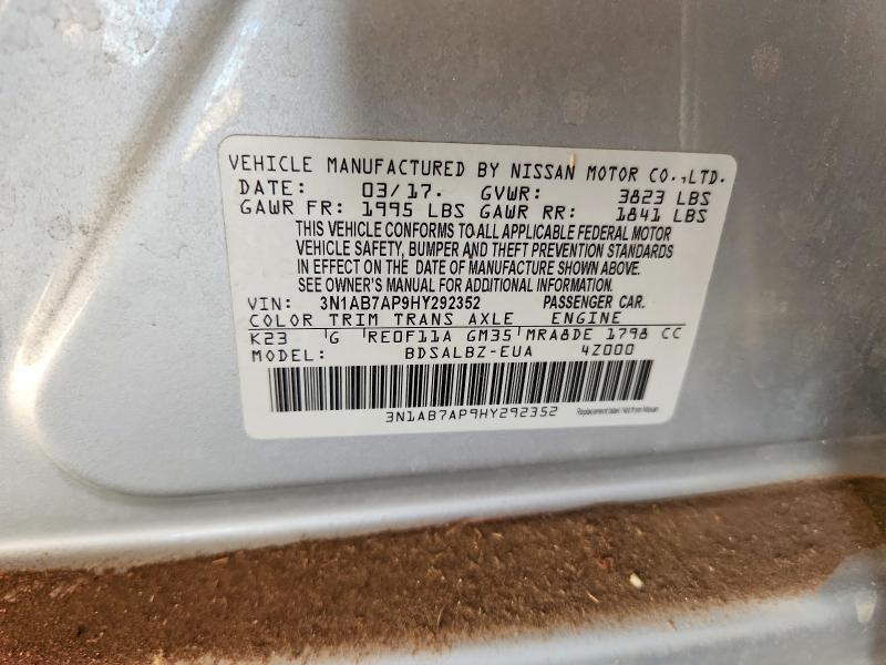 56192126 :رقم المزاد ، 3N1AB7AP9HY292352 vin ، 2017 Nissan Sentra مزاد بيع