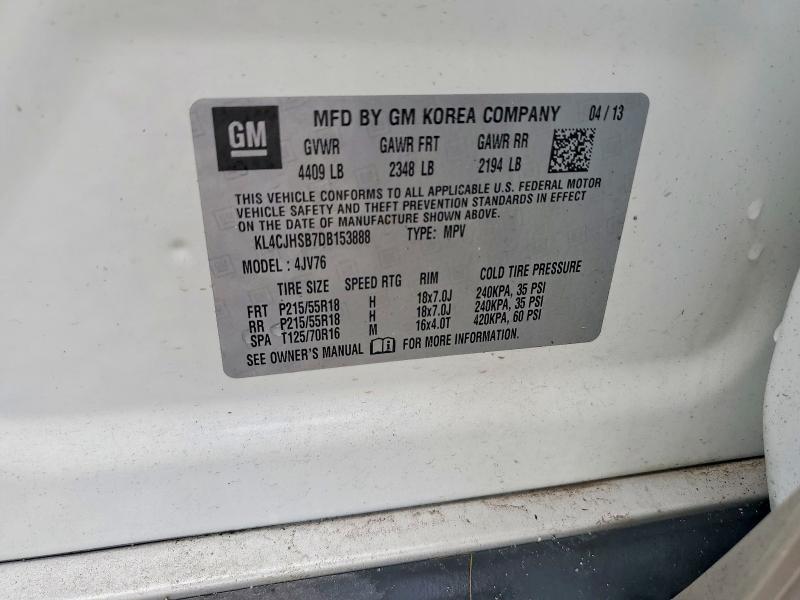 Продаж на аукціоні авто 2013 Buick Encore, vin: KL4CJHSB7DB153888, номер лоту: 58636966