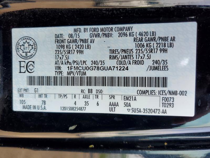 Продажа на аукционе авто 2016 Ford Escape, vin: 1FMCU0G78GUA71224, номер лота: 58942636