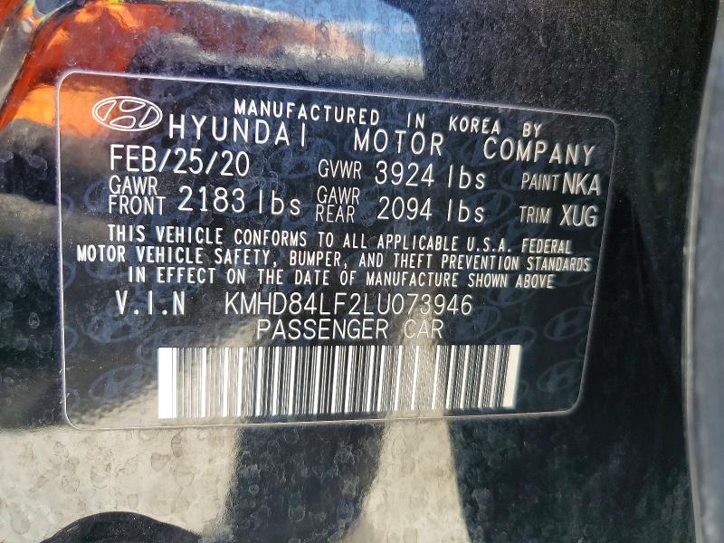Aukcja sprzedaży 2020 Hyundai Elantra, vin: KMHD84LF2LU073946, numer aukcji: 56454276