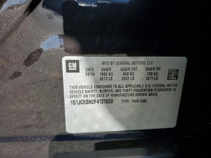 Aukcja sprzedaży 2015 Chevrolet Sonic, vin: 1G1JC6SH2F4121639, numer aukcji: 56543436