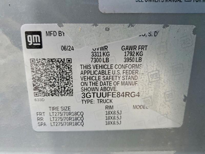 Продажа на аукционе авто 2024 Gmc Sierra, vin: 3GTUUFE84RG419792, номер лота: 58819526