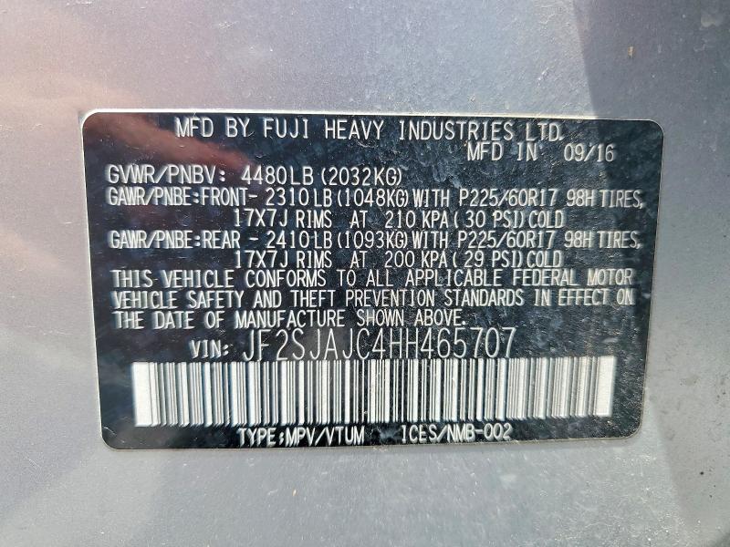 Продаж на аукціоні авто 2017 Subaru Forester, vin: JF2SJAJC4HH465707, номер лоту: 56146436