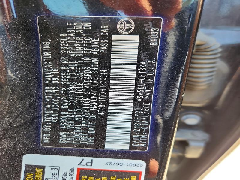 55898086 :رقم المزاد ، 4T1BF1FKXHU677644 vin ، 2017 Toyota Camry مزاد بيع