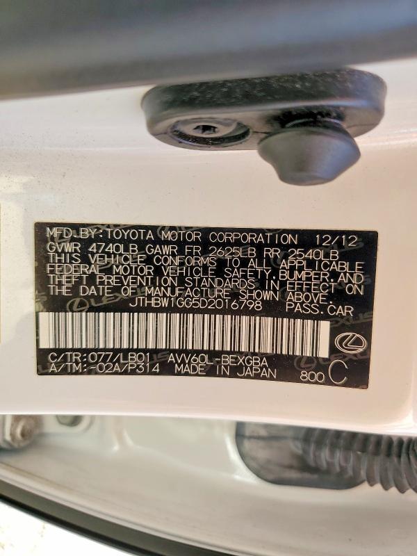 Продаж на аукціоні авто 2013 Lexus Es, vin: JTHBW1GG5D2016798, номер лоту: 58079186