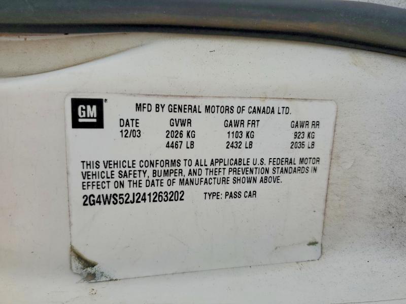2004 Buick Century მანქანა იყიდება აუქციონზე, vin: 2G4WS52J241263202, აუქციონის ნომერი: 58486206
