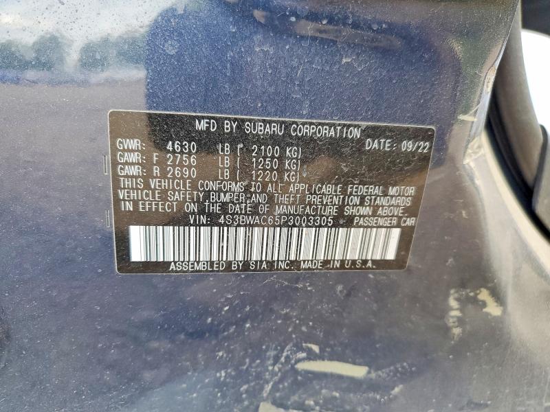 Продажа на аукционе авто 2023 Subaru Legacy, vin: 4S3BWAC65P3003305, номер лота: 55800066