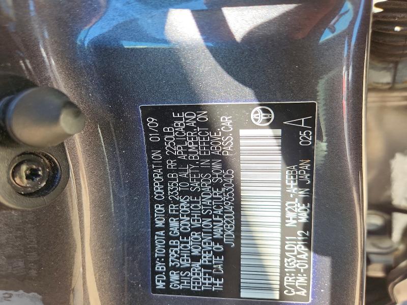 58232916 :رقم المزاد ، JTDKB20U493530405 vin ، 2009 Toyota Prius مزاد بيع