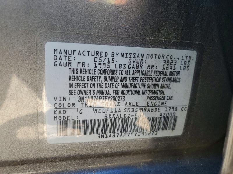 Продажа на аукционе авто 2015 Nissan Sentra, vin: 3N1AB7AP7FY290273, номер лота: 56091706
