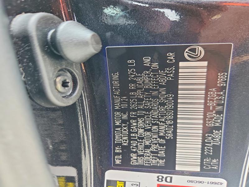 2025 Lexus Es 350 მანქანა იყიდება აუქციონზე, vin: 58ADZ1B18SU190049, აუქციონის ნომერი: 56430136