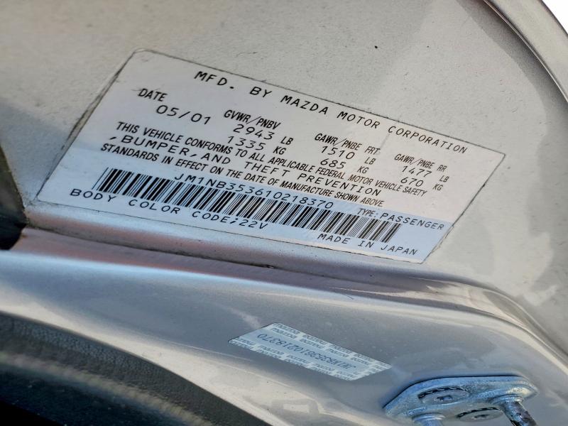 Продаж на аукціоні авто 2001 Mazda Mx-5 Miata, vin: JM1NB353610218370, номер лоту: 55848066