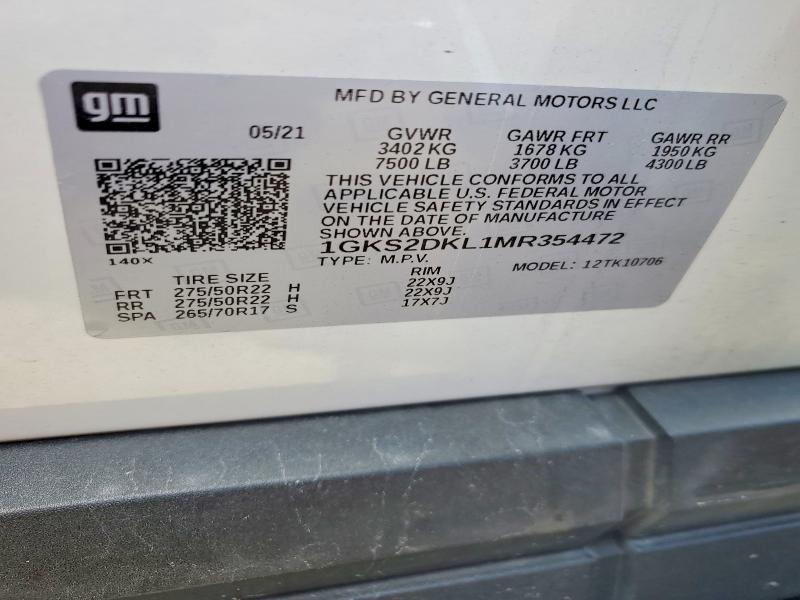 Продажа на аукционе авто 2021 Gmc Yukon, vin: 1GKS2DKL1MR354472, номер лота: 58468296