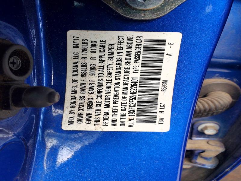 Aukcja sprzedaży 2017 Honda Civic, vin: 19XFC2F52HE226401, numer aukcji: 58327806
