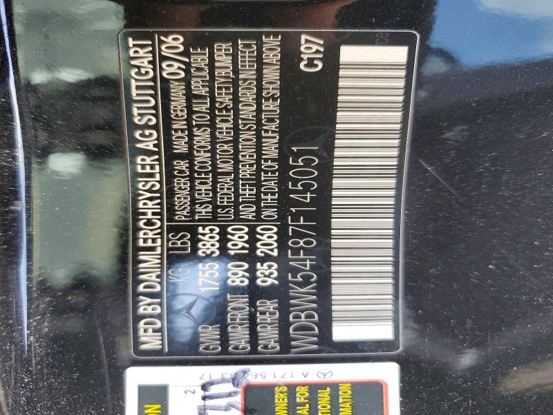 Продажа на аукционе авто 2007 Mercedes-benz Slk, vin: WDBWK54F87F145051, номер лота: 59539616