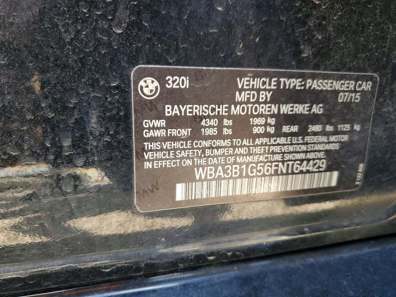 Продаж на аукціоні авто 2015 Bmw 320, vin: WBA3B1G56FNT64429, номер лоту: 56166436