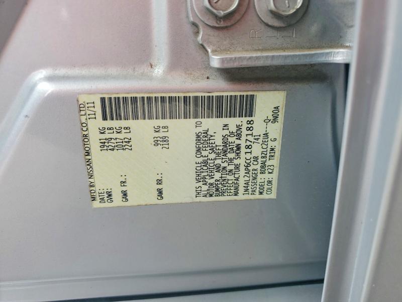 Aukcja sprzedaży 2012 Nissan Altima, vin: 1N4AL2AP6CC187188, numer aukcji: 55542926