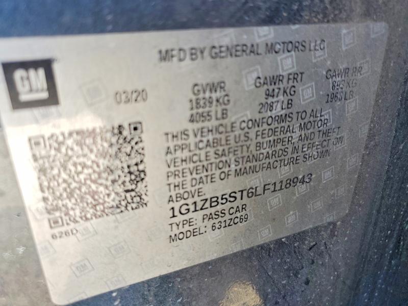 Aukcja sprzedaży 2020 Chevrolet Malibu, vin: 1G1ZB5ST6LF118943, numer aukcji: 55791236