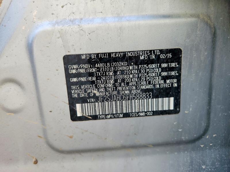 Продаж на аукціоні авто 2015 Subaru Forester, vin: JF2SJAHC6FH588833, номер лоту: 55382256