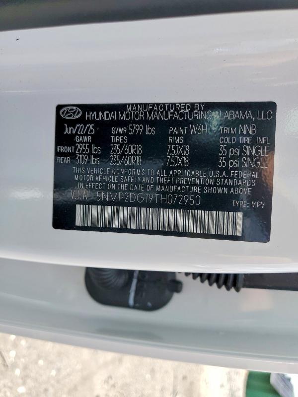 2026 Hyundai Santa Fe მანქანა იყიდება აუქციონზე, vin: 5NMP2DG19TH072950, აუქციონის ნომერი: 56071426