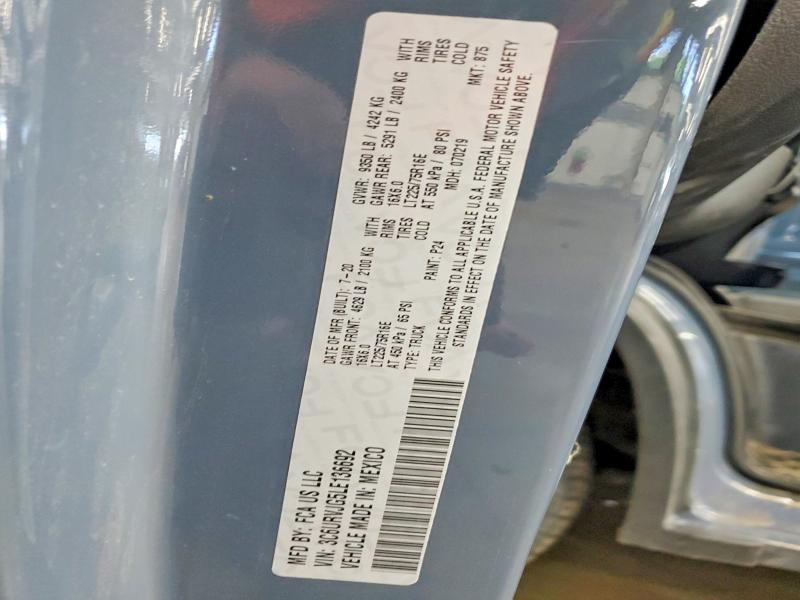 2020 Ram Promaster 3500 მანქანა იყიდება აუქციონზე, vin: 3C6URVJG5LE136692, აუქციონის ნომერი: 56422876