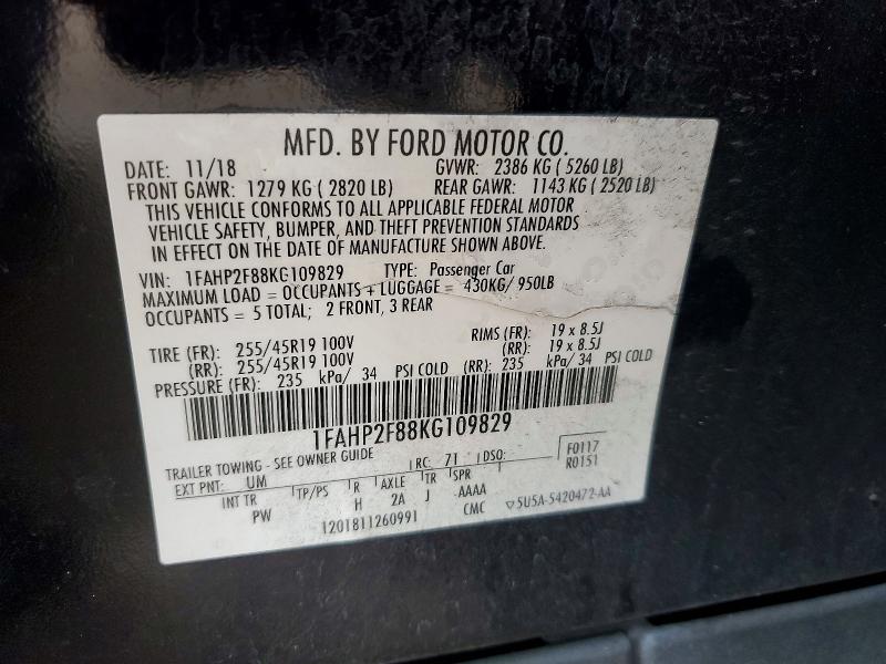 Aukcja sprzedaży 2019 Ford Taurus, vin: 1FAHP2F88KG109829, numer aukcji: 58123856