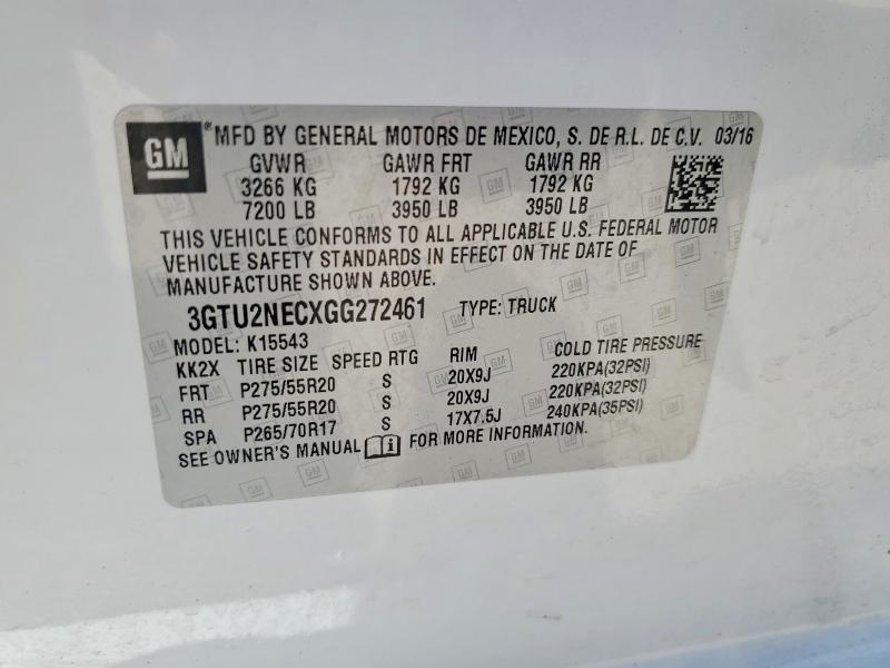 Продаж на аукціоні авто 2016 Gmc Sierra, vin: 3GTU2NECXGG272461, номер лоту: 57785056