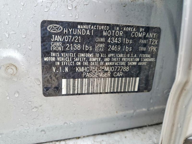 Aukcja sprzedaży 2021 Hyundai Ioniq, vin: KMHC75LJ5MU077788, numer aukcji: 58460136