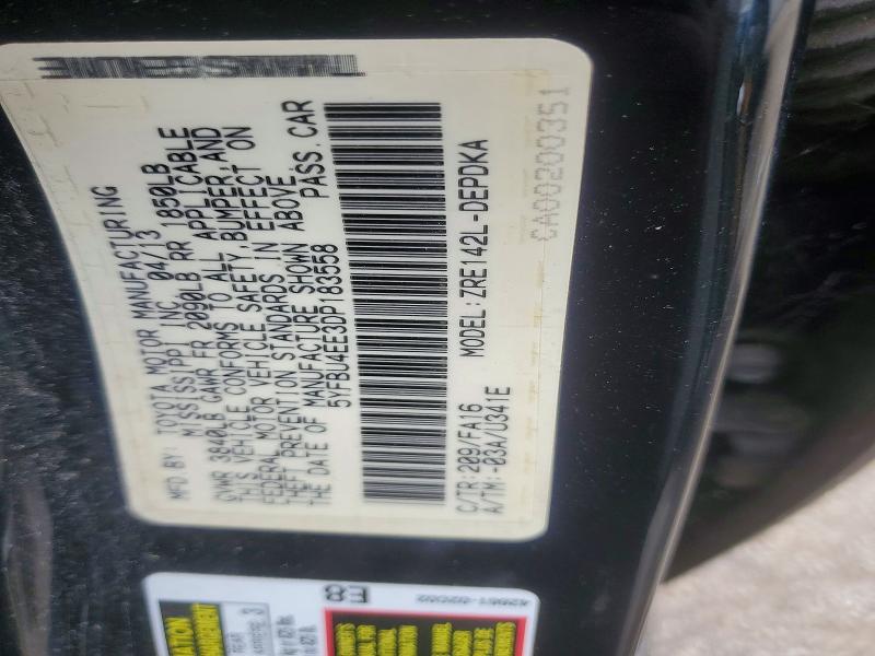57684406 :رقم المزاد ، 5YFBU4EE3DP183558 vin ، 2013 Toyota Corolla مزاد بيع