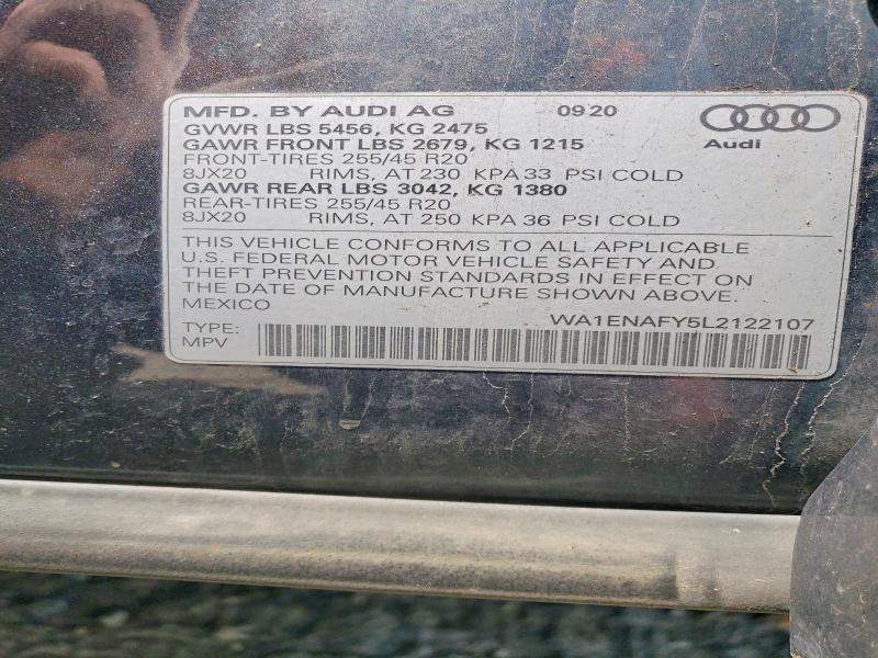 Aukcja sprzedaży 2020 Audi Q5, vin: WA1ENAFY5L2122107, numer aukcji: 58477656