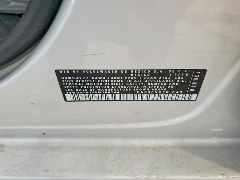 Продажа на аукционе авто 2014 Volkswagen Jetta, vin: 3VWD07AJXEM388244, номер лота: 58335106