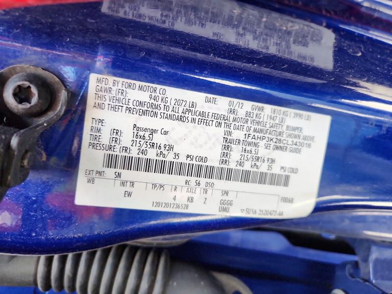 Продажа на аукционе авто 2012 Ford Focus, vin: 1FAHP3K28CL343016, номер лота: 56540696
