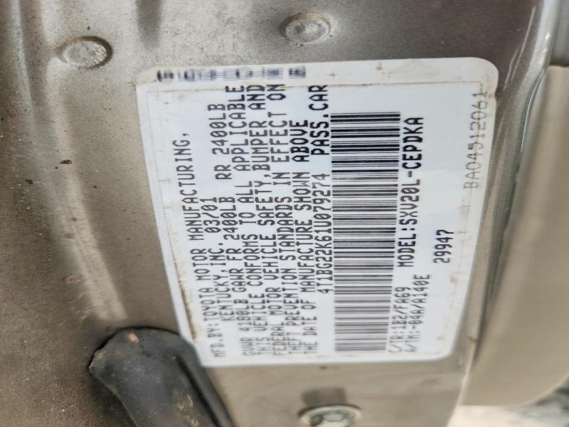 Aukcja sprzedaży 2001 Toyota Camry, vin: 4T1BG22K61U079274, numer aukcji: 58935296