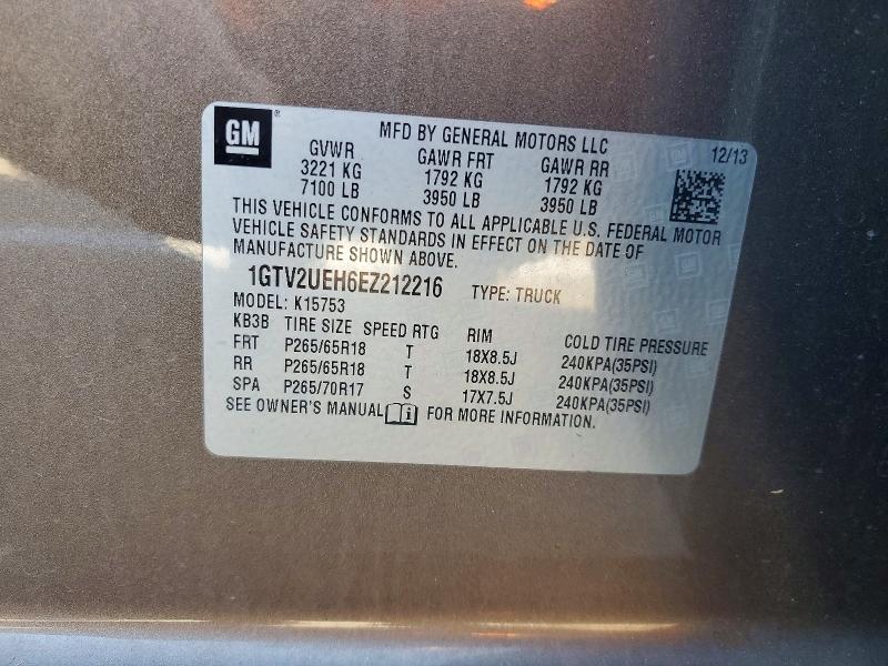 Aukcja sprzedaży 2014 Gmc Sierra, vin: 1GTV2UEH6EZ212216, numer aukcji: 58638226
