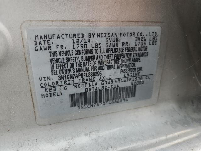 Aukcja sprzedaży 2015 Nissan Versa, vin: 3N1CN7AP0FL888296, numer aukcji: 56950736