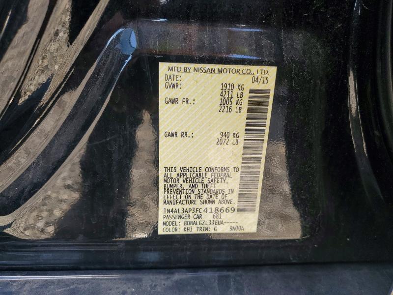 Продаж на аукціоні авто 2015 Nissan Altima, vin: 1N4AL3AP3FC418669, номер лоту: 58648506