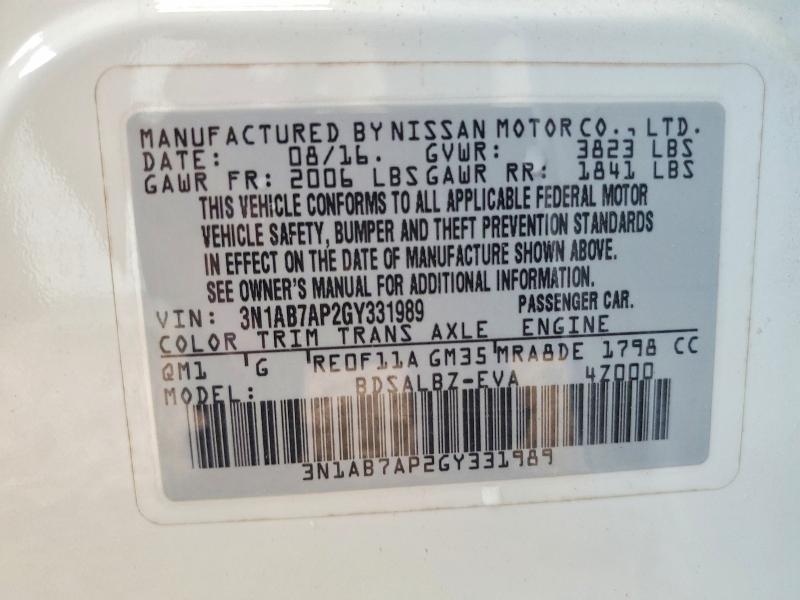 Продаж на аукціоні авто 2016 Nissan Sentra, vin: 3N1AB7AP2GY331989, номер лоту: 95589825