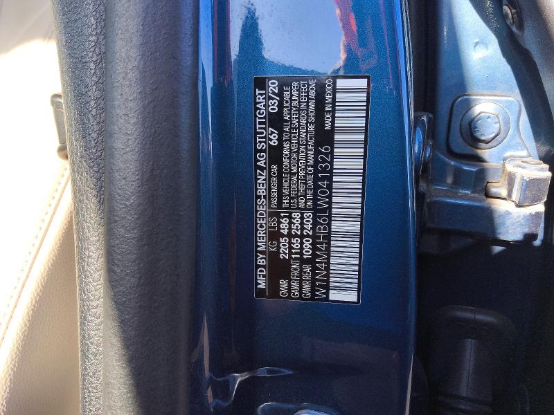 55781046 :رقم المزاد ، W1N4M4HB6LW041326 vin ، 2020 Mercedes-benz Glb مزاد بيع