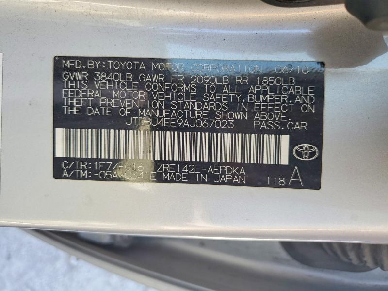 57919216 :رقم المزاد ، JTDBU4EE9AJ067023 vin ، 2010 Toyota Corolla مزاد بيع