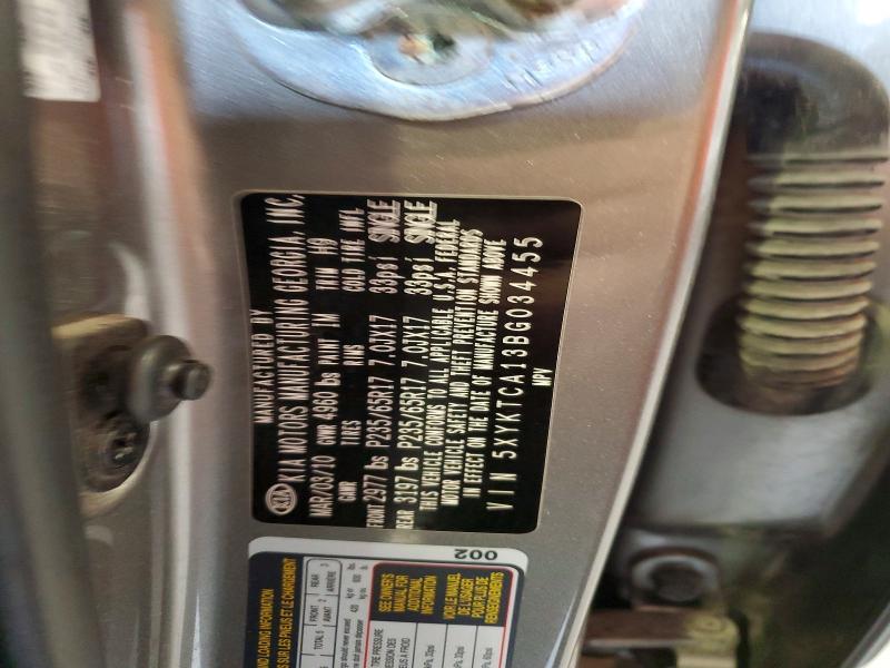 57969196 :رقم المزاد ، 5XYKTCA13BG034455 vin ، 2011 Kia Sorento مزاد بيع