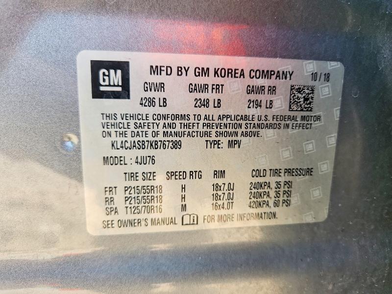 Продаж на аукціоні авто 2019 Buick Encore, vin: KL4CJASB7KB767389, номер лоту: 58364336
