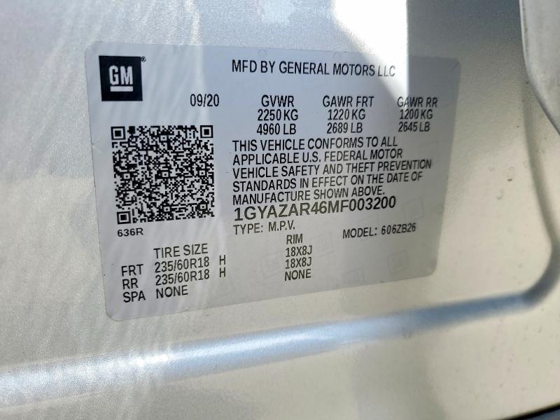 58469736 :رقم المزاد ، 1GYAZAR46MF003200 vin ، 2021 Cadillac Xt4 مزاد بيع